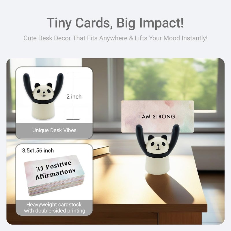 ZEARPT Affirmation Card Deck for Women, Self Care Gift, Positive Affirmation Cards with Holder, Gift for Her, Daughter, Niece, Sister, Daily Affirmations, Midlife Manifestation Gift (White - Panda) - Image 4